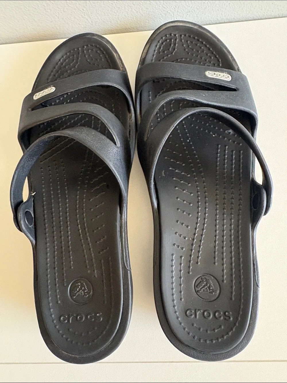 Crocs Black Comfort Wedge Slide Sandals Women’s 9